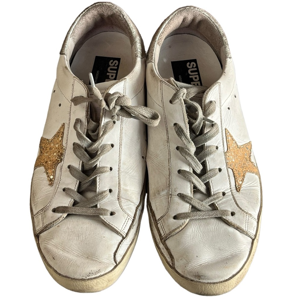 Golden Goose Superstar -  leather glitter, low top sneakers size 41